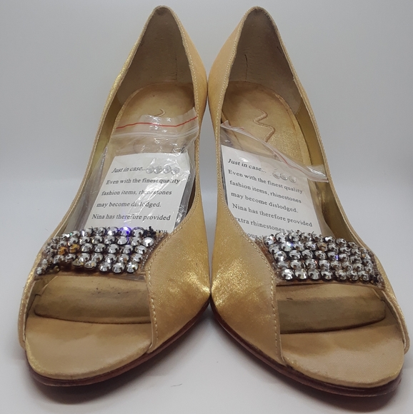 Satin Nina Heels in gold - Picture 4 of 10